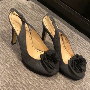 Nine West snakeskin sling back platform heels 👠